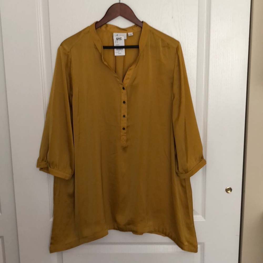 Denim & Co 3/4 Sleeve Button Front Pullover Tunic